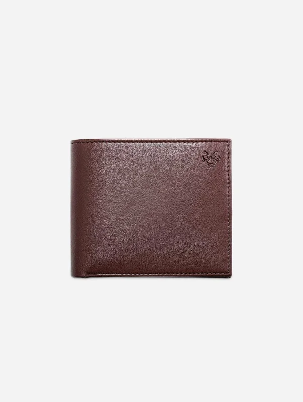 Vegan Leather RFID Protective Wallet | Chestnut Brown & Red