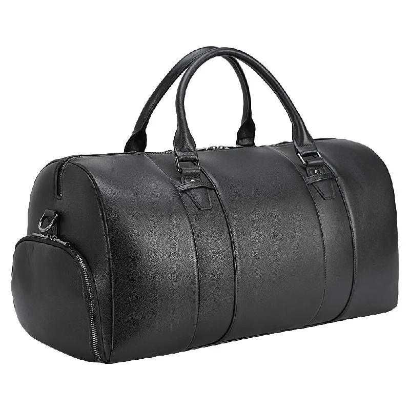 Black Top-Grain Leather Duffel Bag