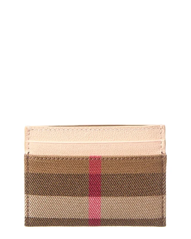 Wallets for daily tasks-Burberry Check Canvas & Leather Card Holder