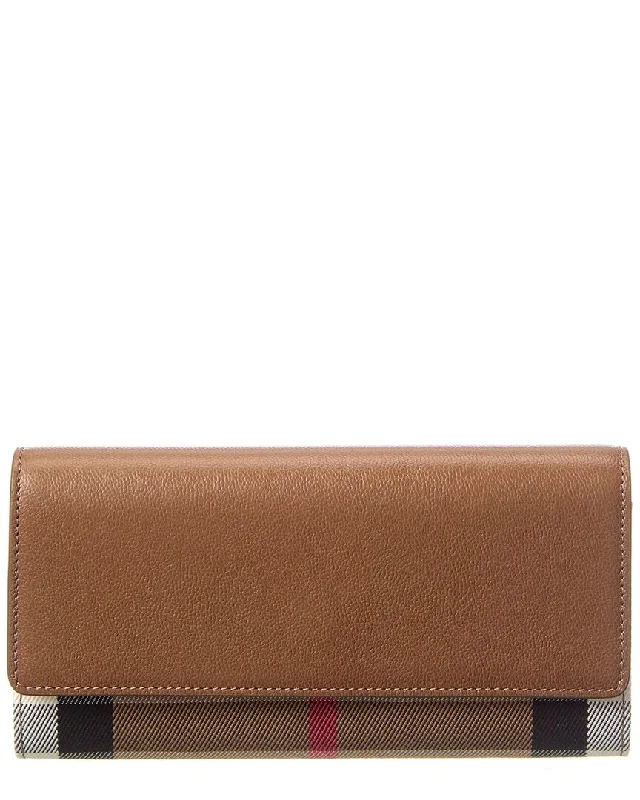 Keychains with quirky designs-Burberry Halton Check Canvas & Leather Continental Wallet