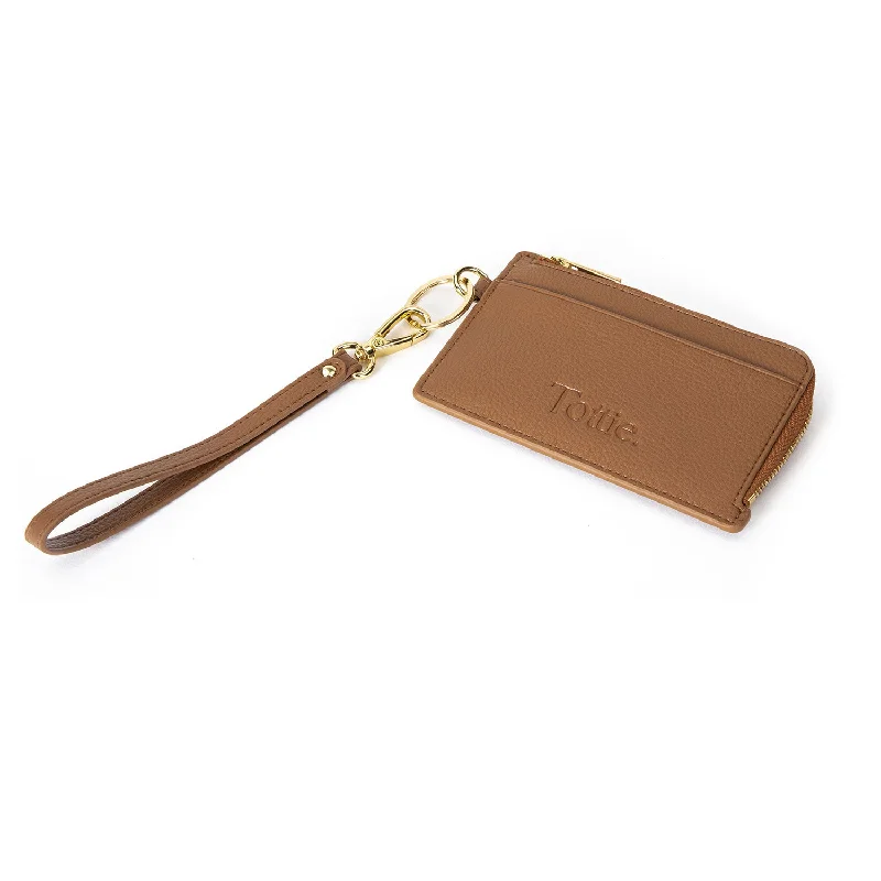 Backpack for rainy camping trips-The Card Holder Wristlet Wallet (Tan)