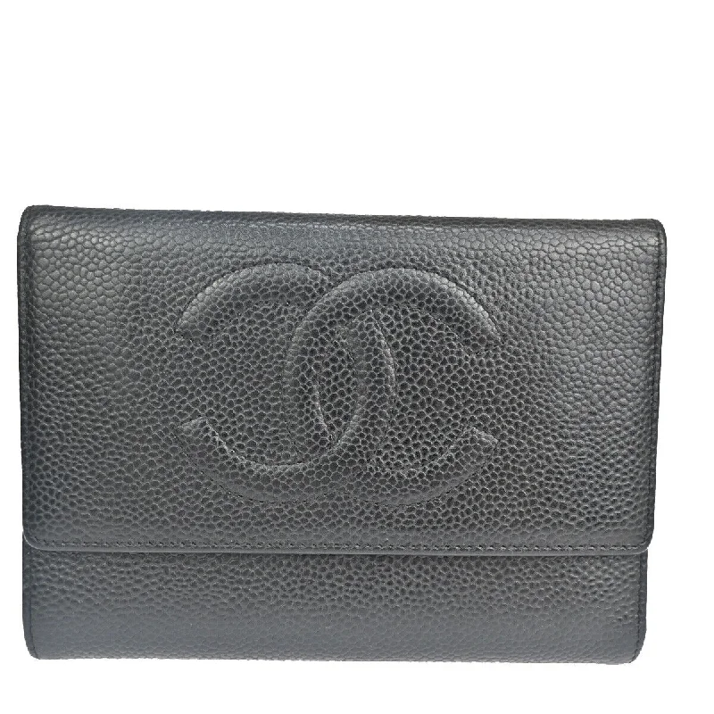 Keychains with fabric loops-Chanel Logo Cc  Leather Wallet  (Pre-Owned)