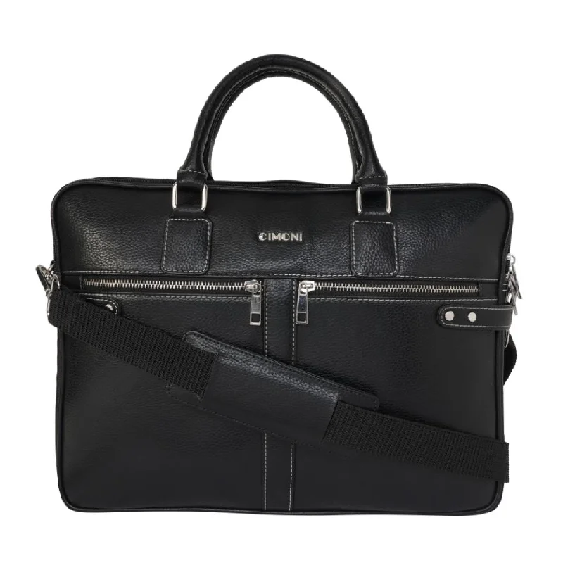 Briefcase with checkered designs-CIMONI Laptop Shoulder Messenger Office Briefcase Bag (Textured Black)