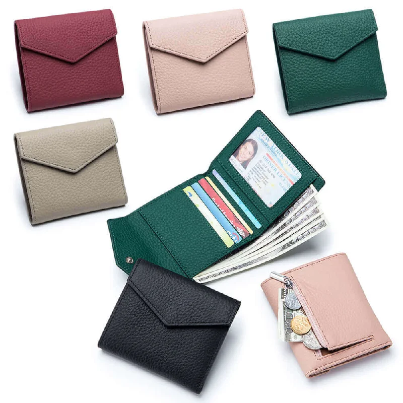 Keychains with modern charms-Compact Leather Envelope Wallet for Women NZ