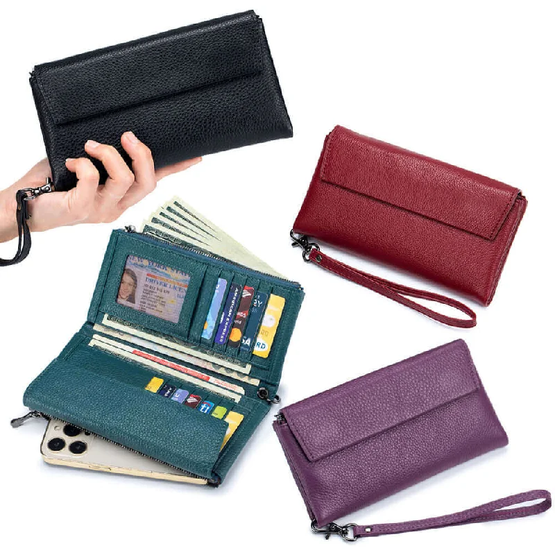 Keychains with utility hooks-Premium Soft Leather Envelope Clutch Long Wallet | Elegant and Spacious