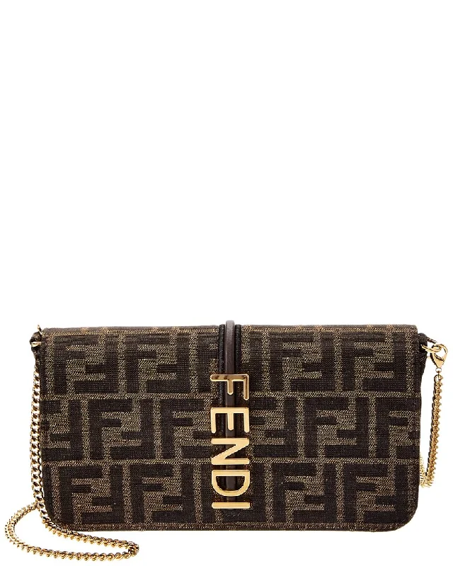 Wallets for summer vibes-FENDI Fendigraphy FF Canvas & Leather Wallet On Chain