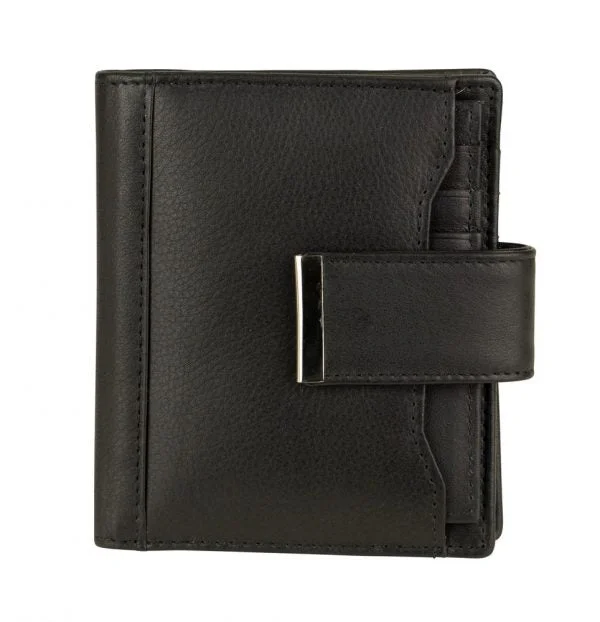 Wallets with elastic slots-Franco Bonini - 21-01 RFID ladies leather wallet - Black