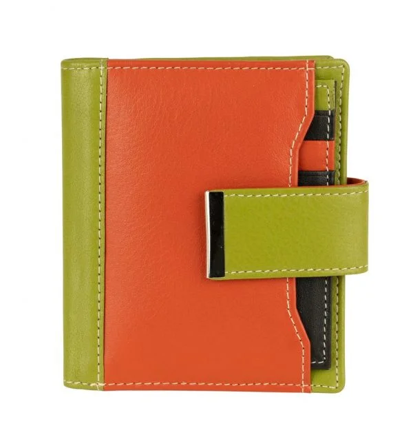 Keychains with light hooks-Franco Bonini - 21-01 RFID ladies leather wallet - Orange/Multi