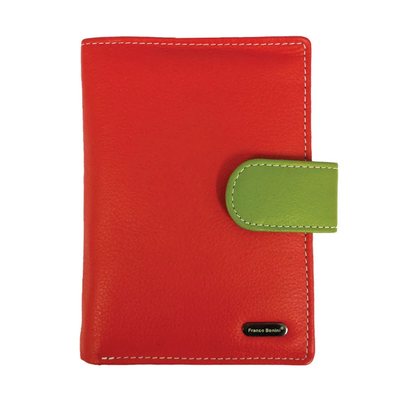 Wallets with card slots-Franco Bonini - 2907 Ladies 24 Card Leather Wallet - Orange/Multi