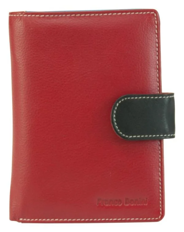 Wallets with quilted flaps-Franco Bonini - 2907 Ladies 24 Card Leather Wallet - Red/Multi