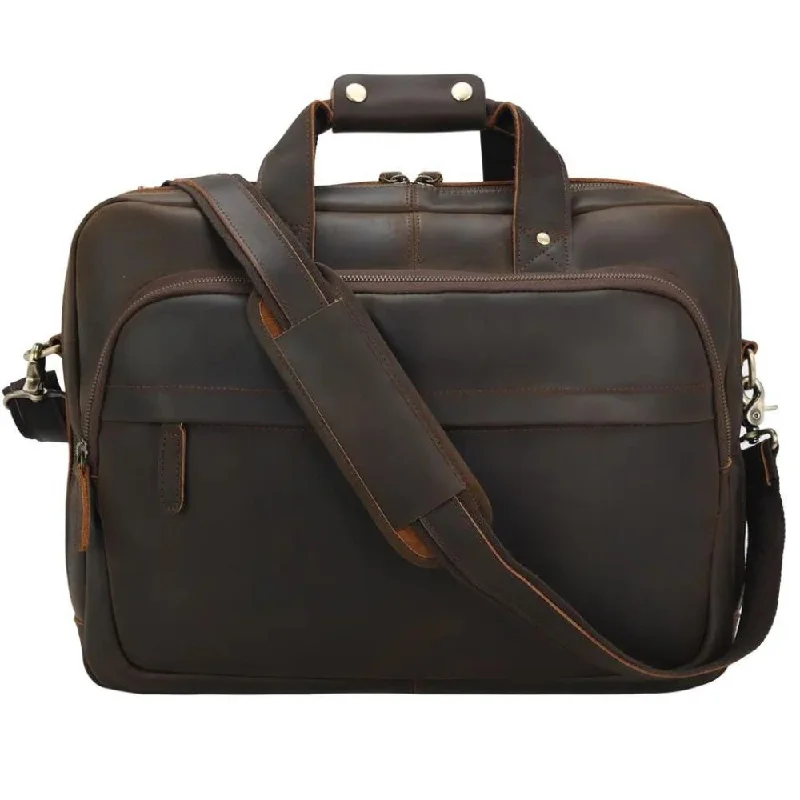 Briefcase for Christmas gifts-Genuine Leather Retro Style Briefcase