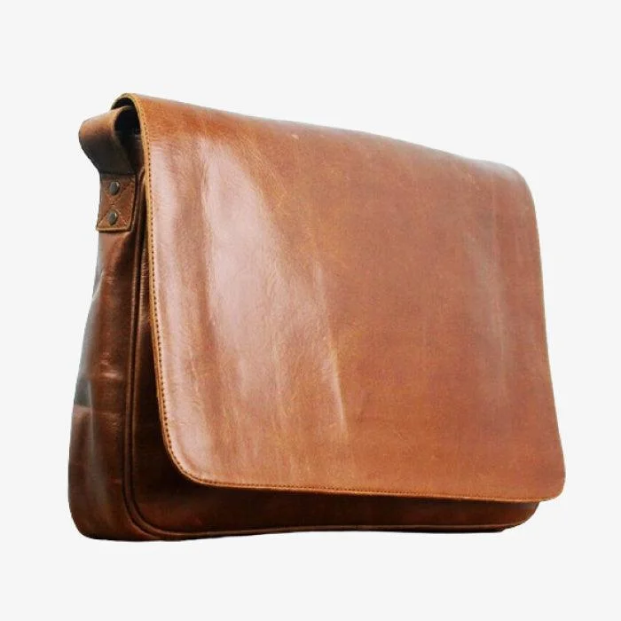 Messenger bag for office commute-Leather Messenger Bag | Brown