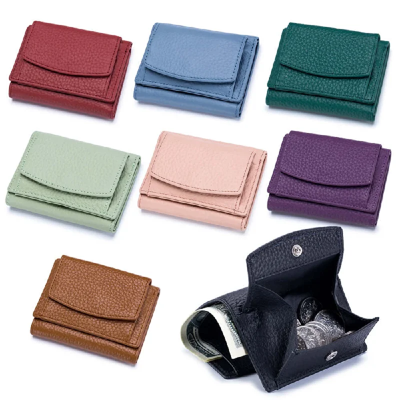 Wallets with waterproof materials-Leather RFID Mini Wallet With Coin Pocket