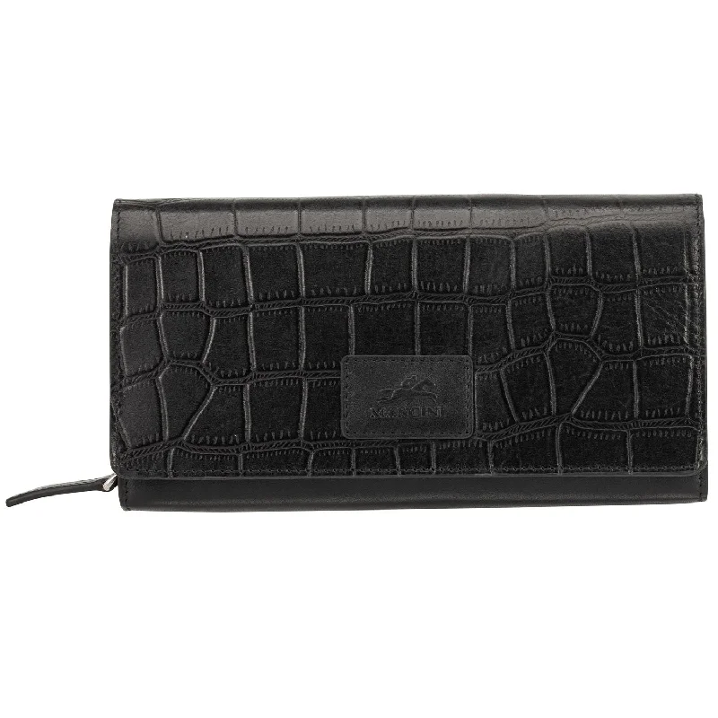 Backpack with padded support-Mancini CROCO RFID Secure Clutch Wallet