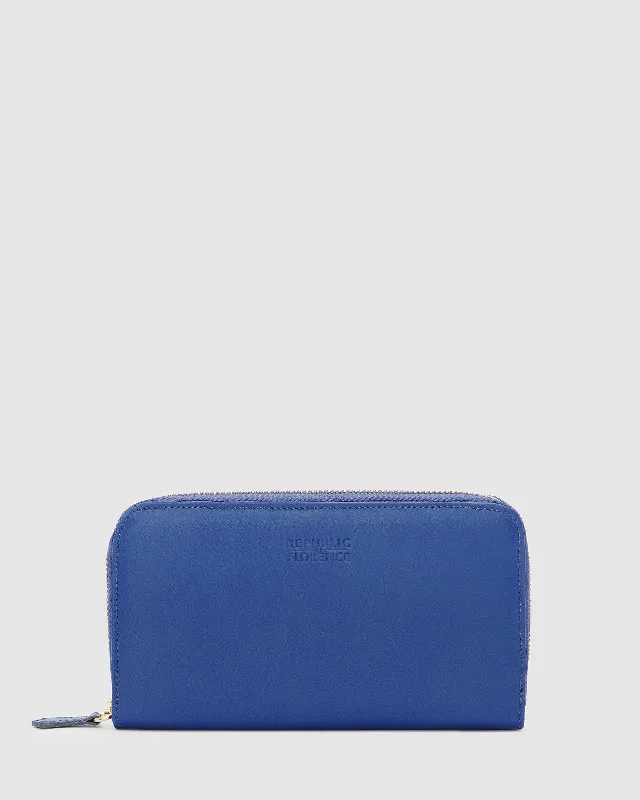 Keychains with sleek tags-Mimi Blue - Women Leather Wallet