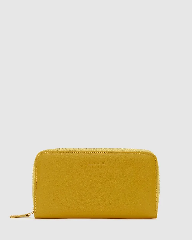 Wallets with bold logos-Mimi Yellow - Women Leather Wallet