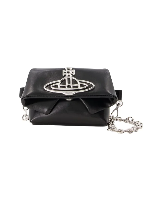 Keychains with retro vibes-Mirage Mini Courtney Wallet On Chain - Vivienne Westwood - Leather - Black