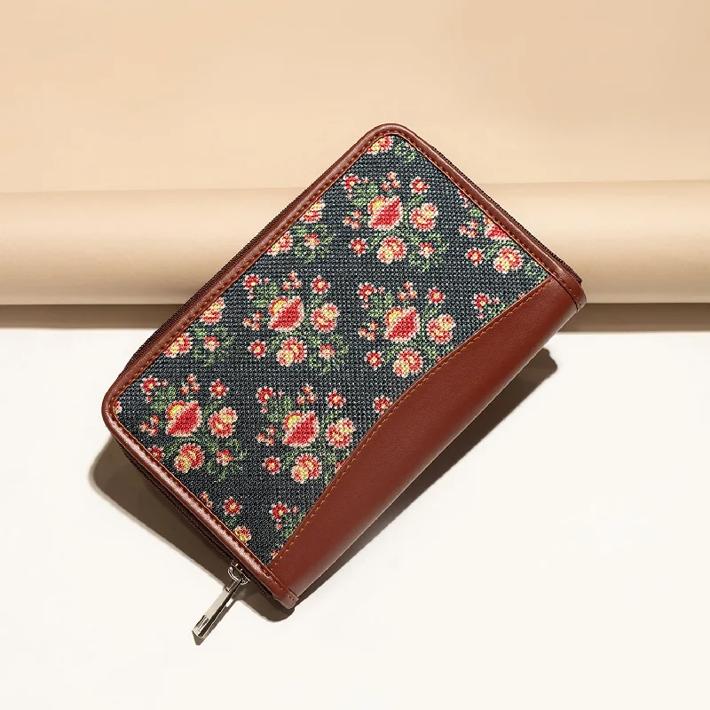 Backpack with detachable straps-Mughal Garden Print Chain Wallet