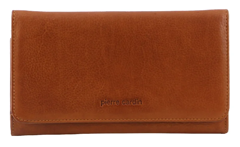 Wallets with casual slots-Pierre Cardin PC1976 Cognac Leather Ladies Wallet