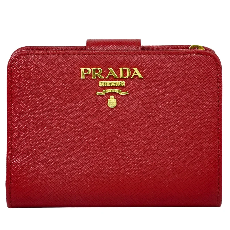 Keychains with travel hooks-Prada Saffiano  Leather Wallet  (Pre-Owned)