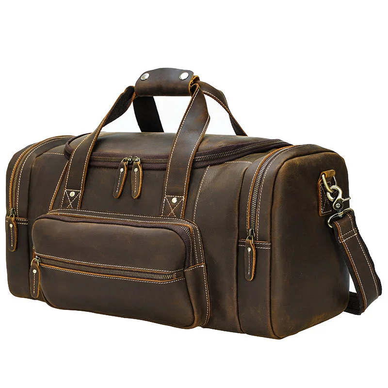 Retro Top-Grain Leather Duffel Bag - Weekender