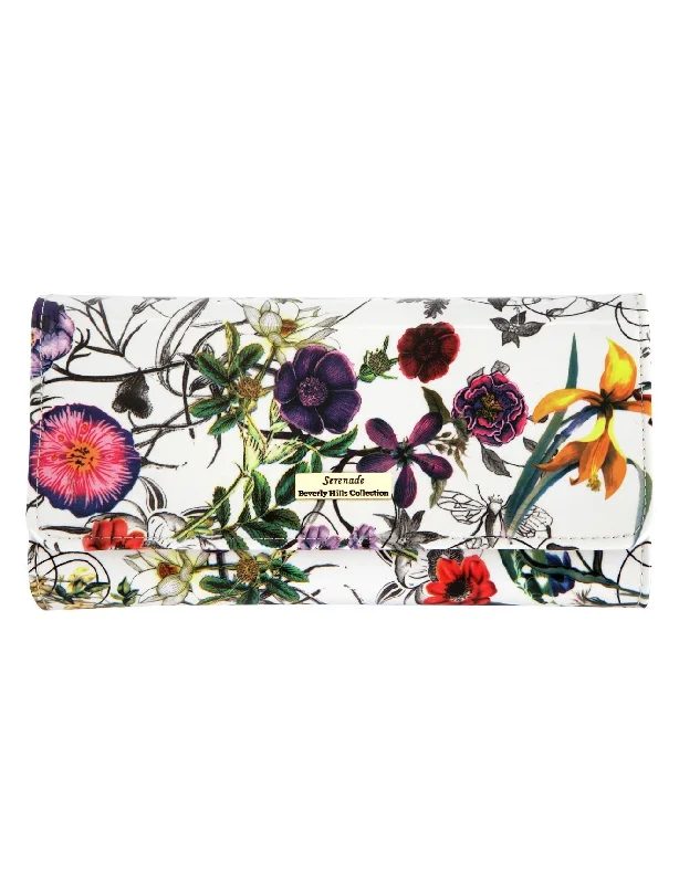 Keychains with stylish straps-Serenade - Botanics WSH4701(G) RFID Blocking Large Leather Wallet - Floral