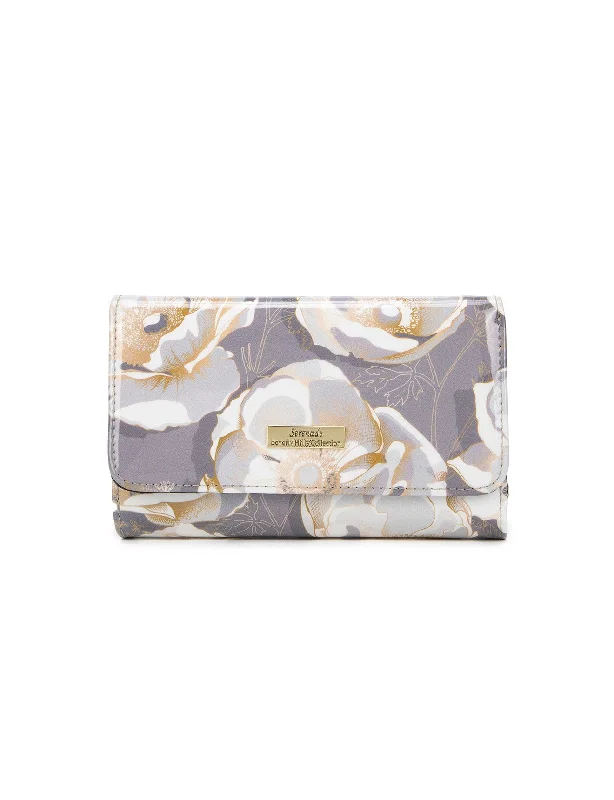 Keychains with sleek straps-Serenade - WSN7702 Annalise Med wallet - Floral