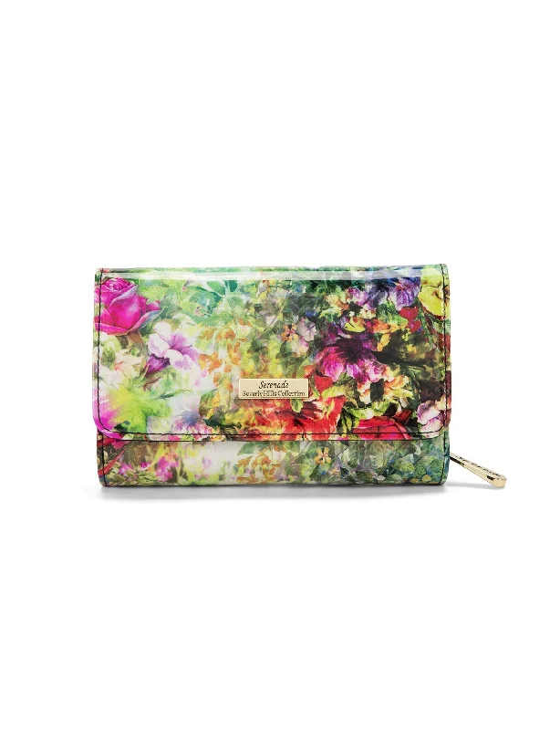 Keychains with gem clips-Serenade - WSN8102 Fiore Medium Wallet - Floral