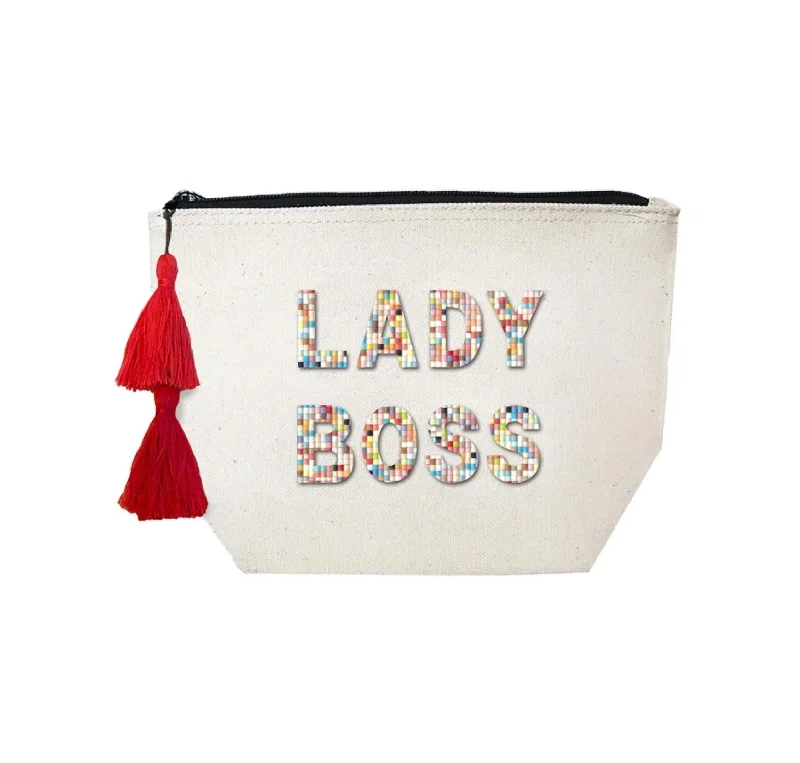 Wallets for cash and cards-Women's Confetti Cosmetic Bag In Lady Boss