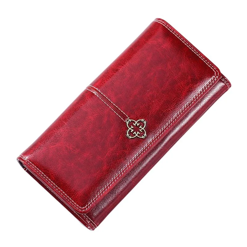 Wallets with snap pockets-Women's Leather luxury Long Wallet