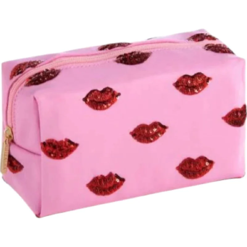 Keychains with playful charms-Women's Lip Cosmetic Pouch In Pink