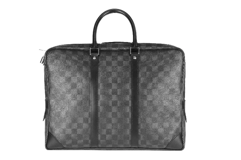 Briefcase with vintage designs-Louis Vuitton Damier Graphite Porte-Documents Voyage Briefcase