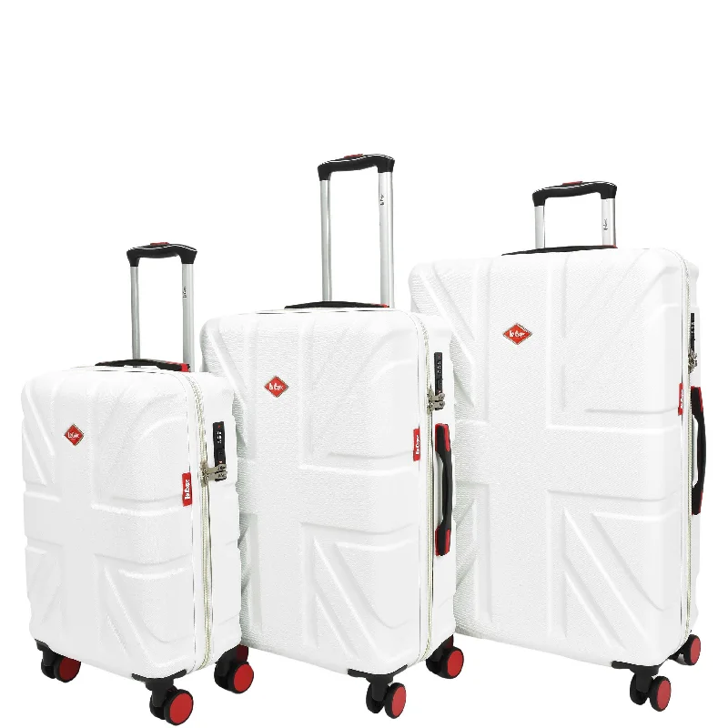 Suitcase with sleek straps-4 Wheel Spinner TSA Hard Travel Luggage Union Jack White