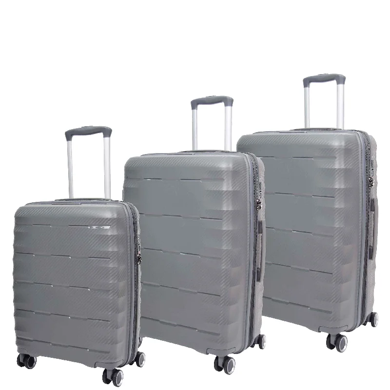 Suitcase for stylish travelers-8 Wheeled Expandable ABS Luggage Miyazaki Grey