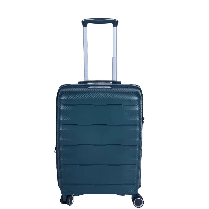 Suitcase with sleek handles-Cabin Size 8 Wheeled Expandable ABS Luggage Pluto Green