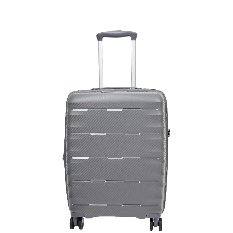 Suitcase for travel organizers-Cabin Size 8 Wheeled Expandable ABS Luggage Pluto Grey