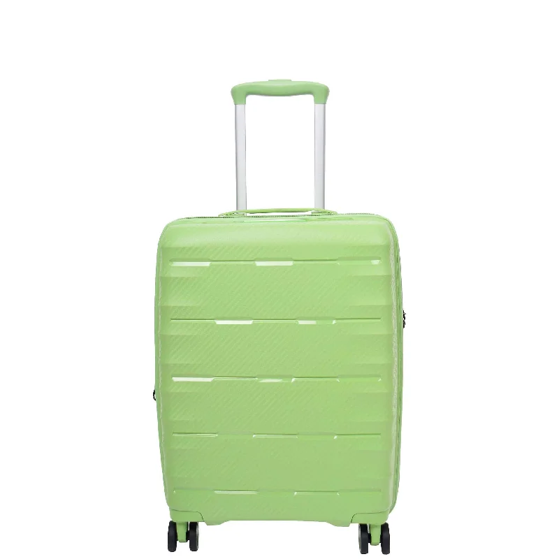 Suitcase with trendy logos-Cabin Size 8 Wheeled Expandable ABS Luggage Pluto Lime Green