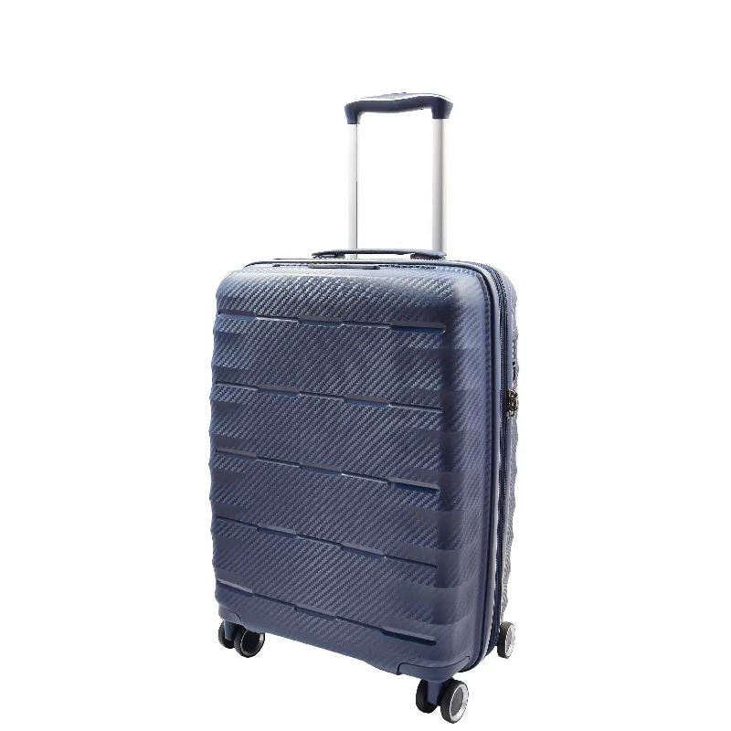 Suitcase with bold prints-Cabin Size 8 Wheeled Expandable ABS Luggage Pluto Navy