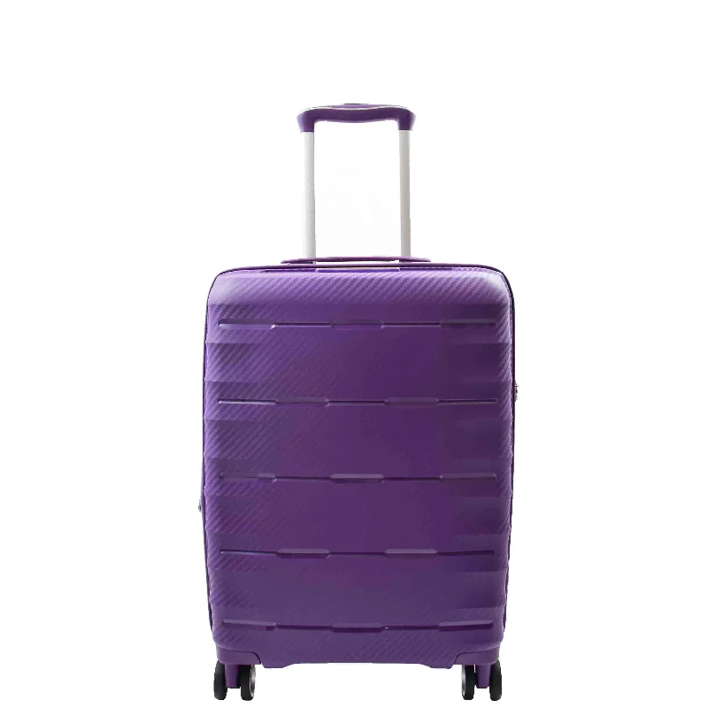 Suitcase for small electronics-Cabin Size 8 Wheeled Expandable ABS Luggage Pluto Purple