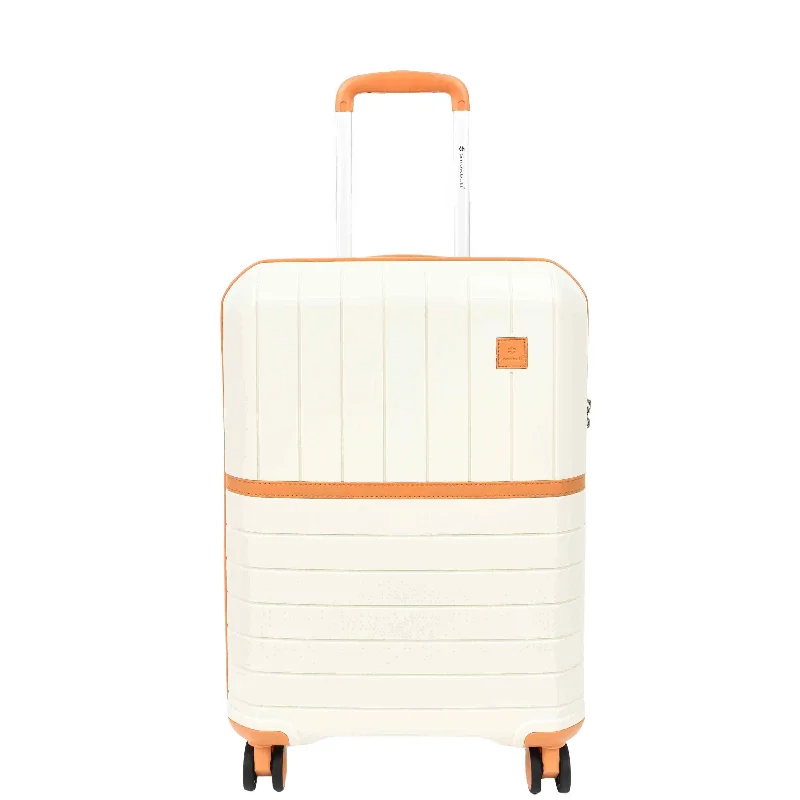 Suitcase with durable zippers-Cabin Size Wheeled Suitcases Solid Hard Shell PP Luggage Milky Titania