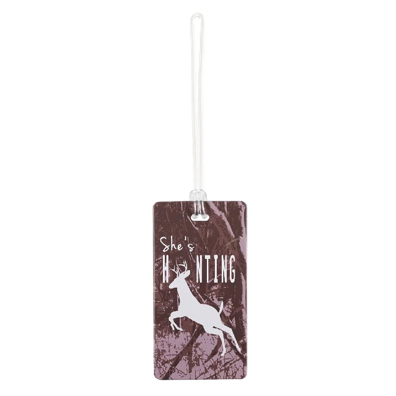 Suitcase with stylish straps-Lewis N. Clark Luggage Tag (She's Hunting)