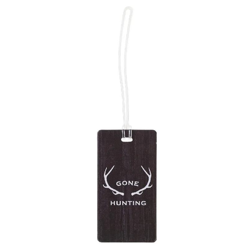 Suitcase for weekend getaways-Lewis N. Clark Luggage Tag Wood Antlers (Gone Hunting)