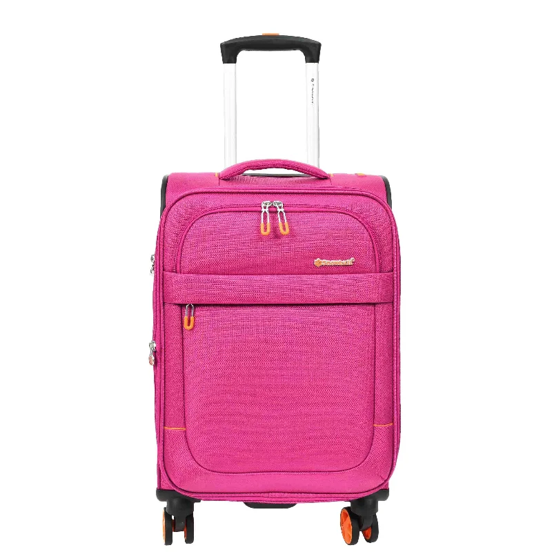 Suitcase with trendy patterns-Soft Suitcase 8 Wheel Expandable Lightweight Orion Cabin Bags Pink