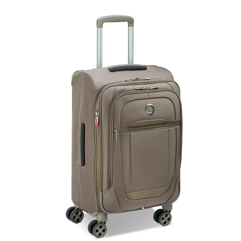 Suitcase with bold logos-Delsey Helium DLX Softcase Luggage (SMALL)