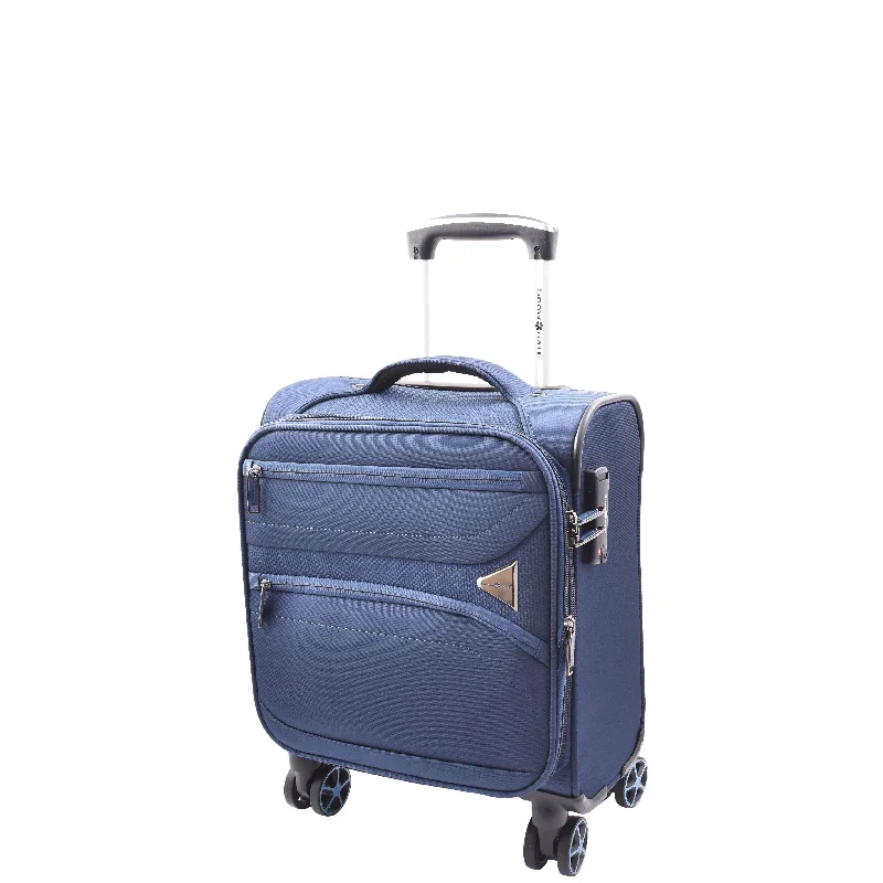 Suitcase for urban explorers-Expandable 8 Wheel Soft Luggage Japan Navy