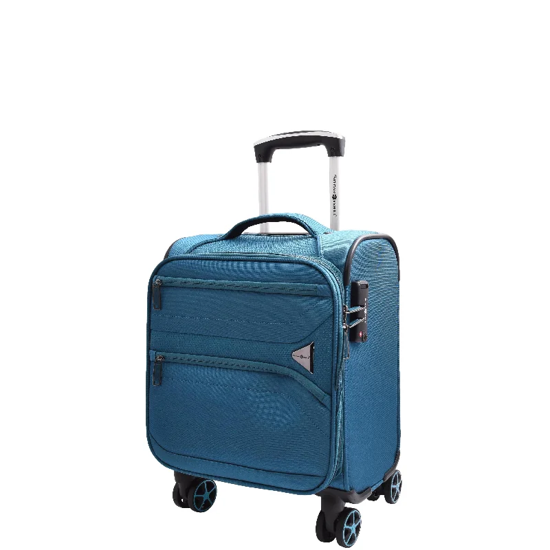 Suitcase with water-resistant fabric-Expandable 8 Wheel Soft Luggage Japan Teal