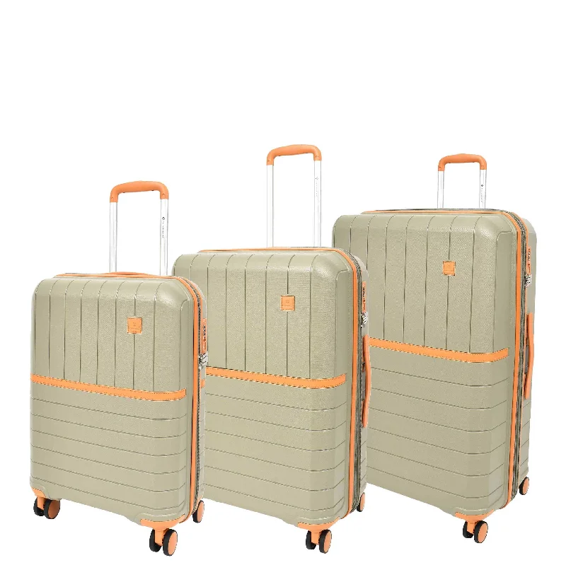 Suitcase for summer trips-Expandable Wheeled Suitcases Solid Hard Shell PP Luggage Champagne Titania