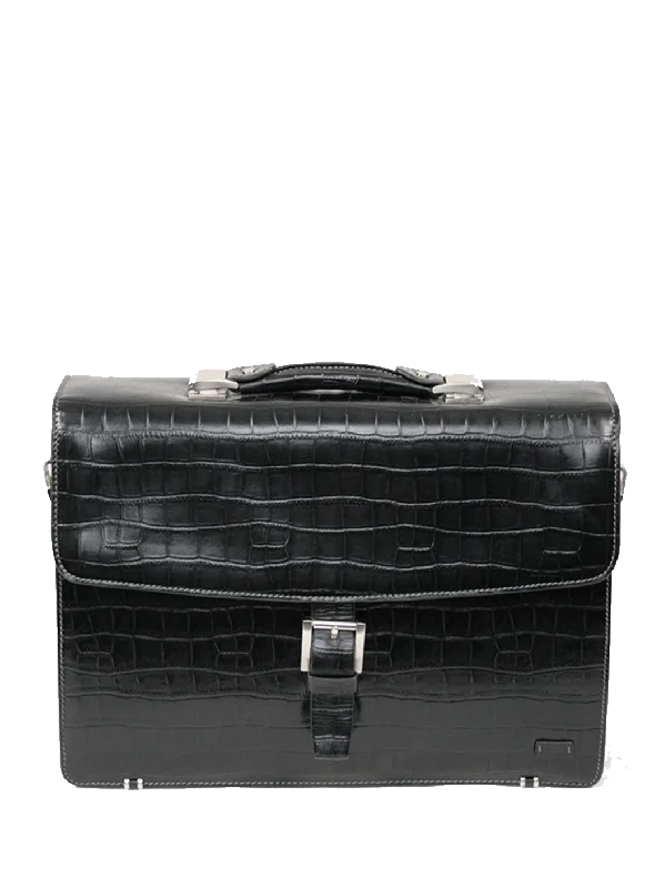 Briefcase with airflow pockets-KKDK Briefcase Croco Leather