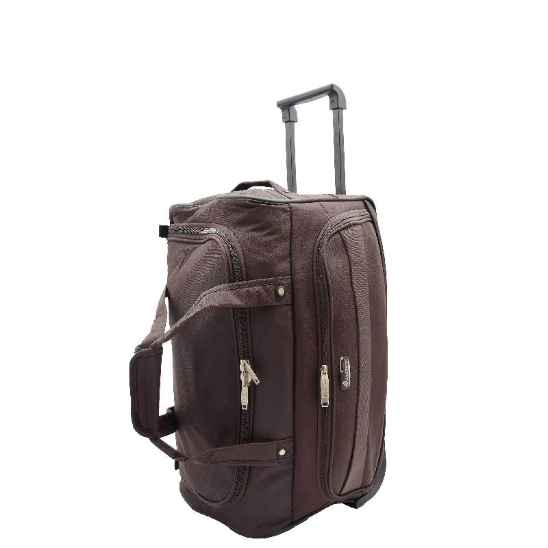 Suitcase for outdoor gear-Lightweight Mid Size Holdall with Wheels HL452 Brown