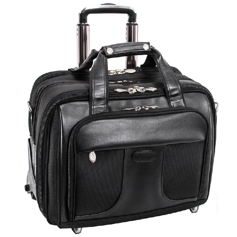 Briefcase with secure flaps-McKlein Chicago 17" Nylon Patented Detachable -Wheeled Laptop Overnight with Removable Briefcase